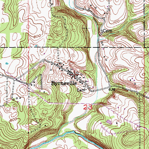 Topographic Map of Byrneville, IN