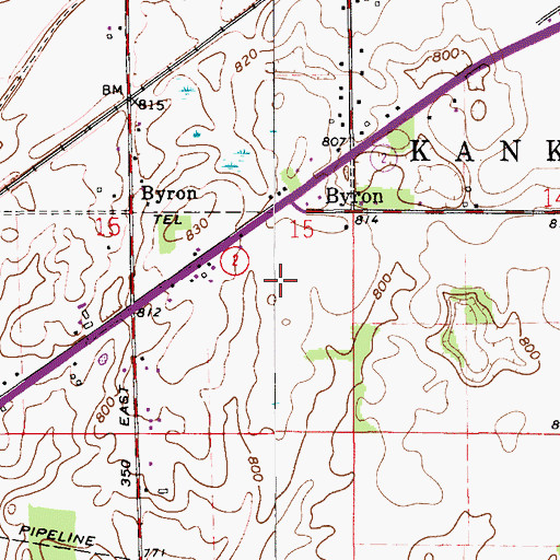 Topographic Map of Byron, IN