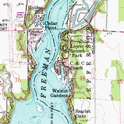Topographic Map of C and C Beach, IN