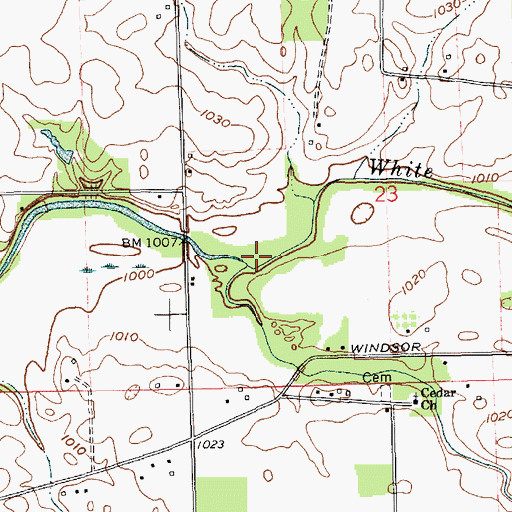 Topographic Map of Cabin Creek, IN