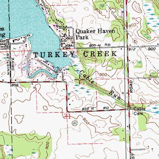 Topographic Map of Cable Run, IN