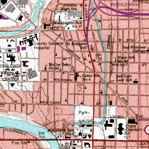 Topographic Map of Cable School Number 4 (historical), IN