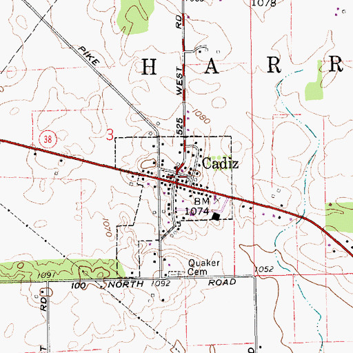 Topographic Map of Cadiz, IN