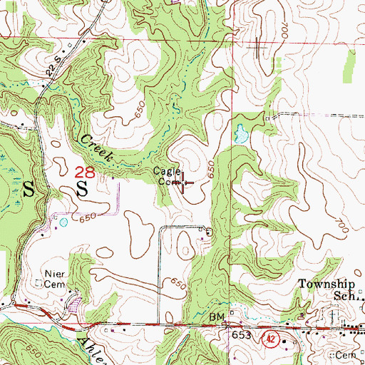 Topographic Map of Cagle Cemetery, IN