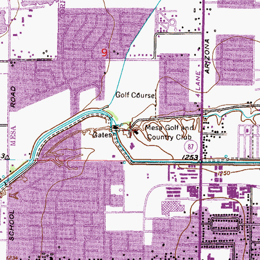 Topographic Map of Mesa Golf and Country Club, AZ