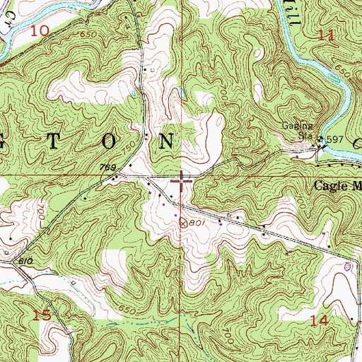 Topographic Map of Cagle Mill, IN