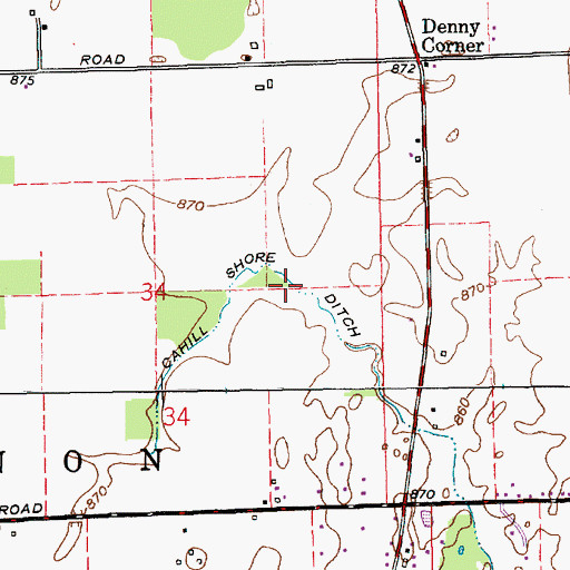 Topographic Map of Cahill Shore Ditch, IN