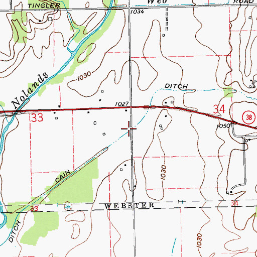 Topographic Map of Cain Ditch, IN
