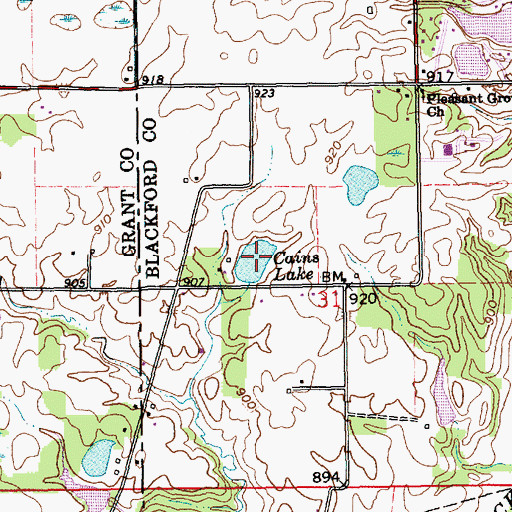 Topographic Map of Cains Lake, IN