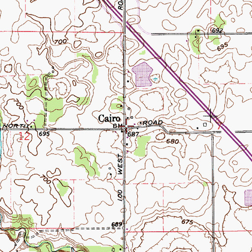 Topographic Map of Cairo, IN