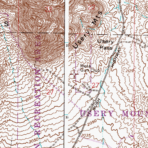 Topographic Map of Mesa Gun Club, AZ