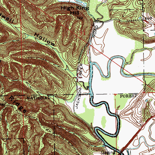 Topographic Map of Caldwell Hollow, IN