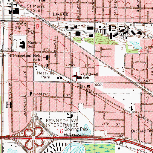 Topographic Map of Lee L Caldwell Elementary School, IN