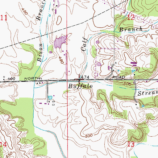 Topographic Map of Calf Branch, IN