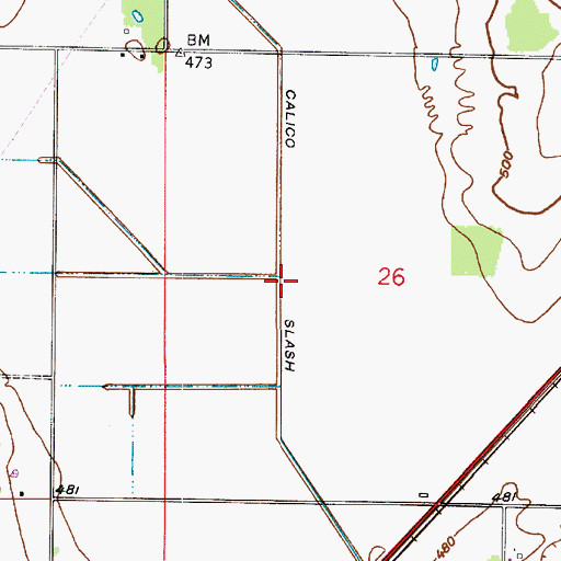 Topographic Map of Calico Slash Ditch, IN