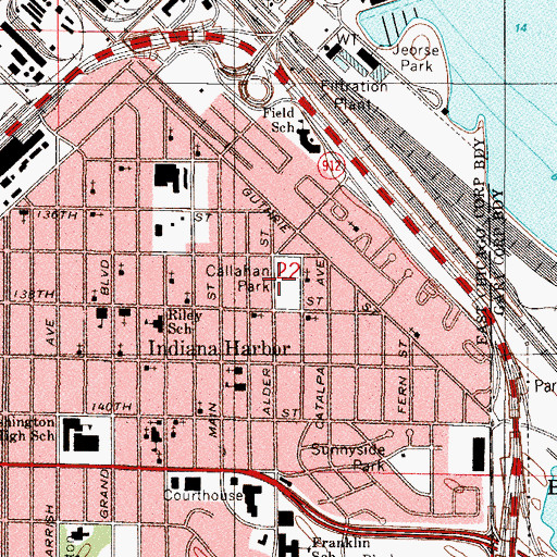 Topographic Map of Callahan Park, IN