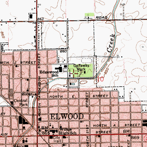 Topographic Map of Callaway Park, IN