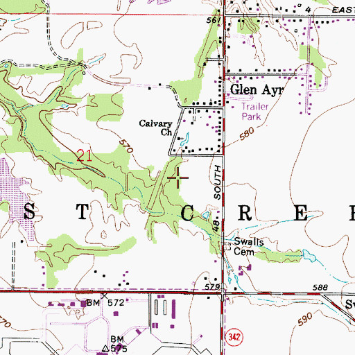 Topographic Map of Calvary Church, IN