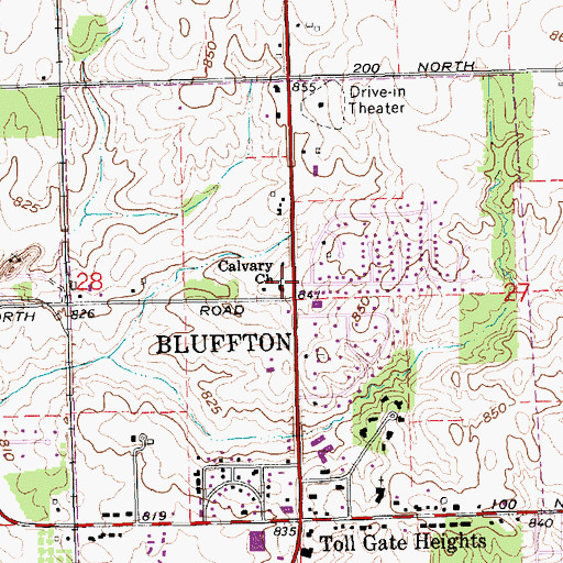Topographic Map of Calvary Church, IN