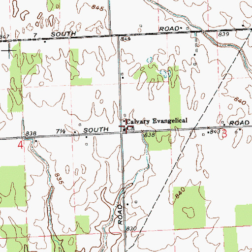 Topographic Map of Calvary Evangelical Church, IN