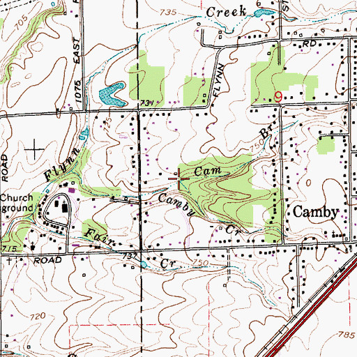 Topographic Map of Cam Branch, IN