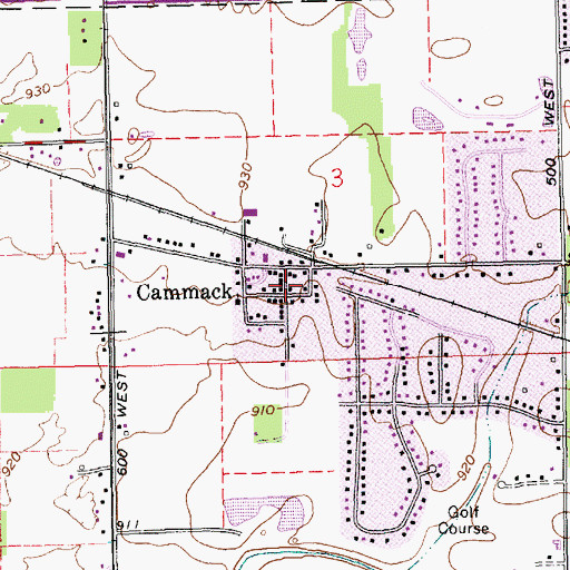 Topographic Map of Cammack, IN