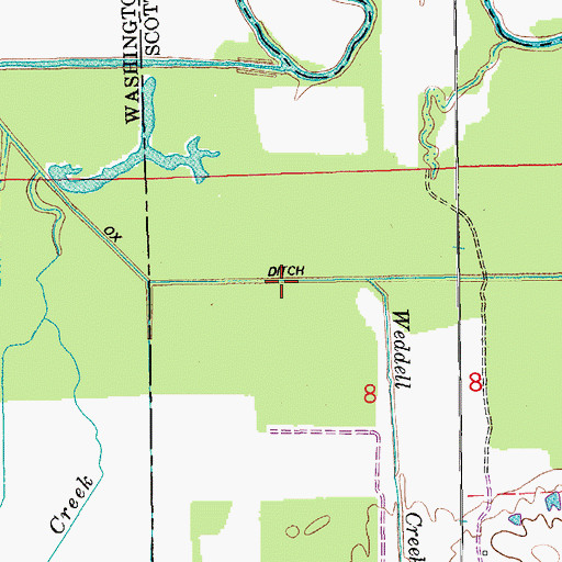 Topographic Map of Cammie Thomas Ditch, IN