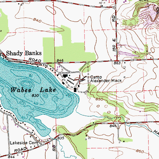 Topographic Map of Camp Alexander Mack, IN