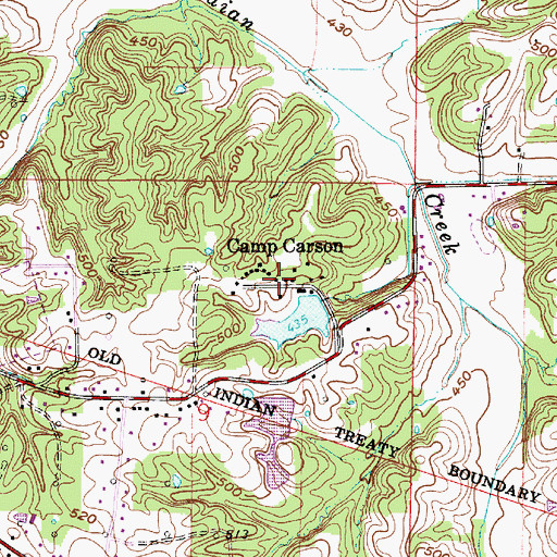 Topographic Map of Camp Carson, IN