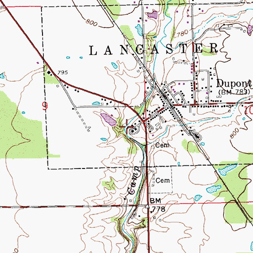 Topographic Map of Camp Creek, IN