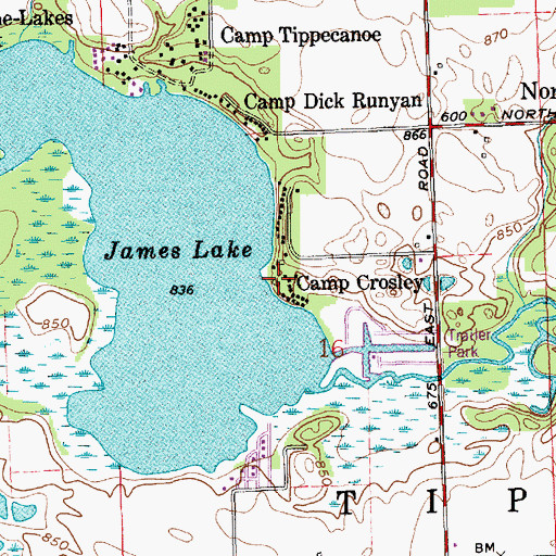 Topographic Map of Camp Crosley, IN