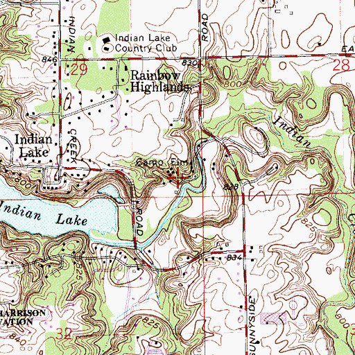 Topographic Map of Camp Elm, IN