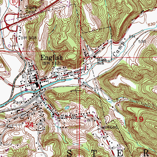 Topographic Map of Camp Fork Creek, IN