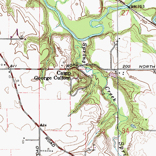 Topographic Map of Camp George Cullom, IN