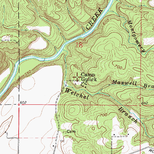 Topographic Map of Camp Gulick, IN