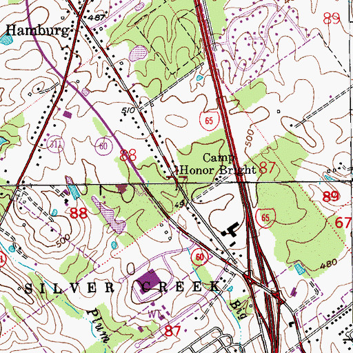 Topographic Map of Camp Honor Bright, IN