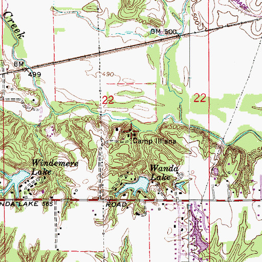 Topographic Map of Camp Illana, IN