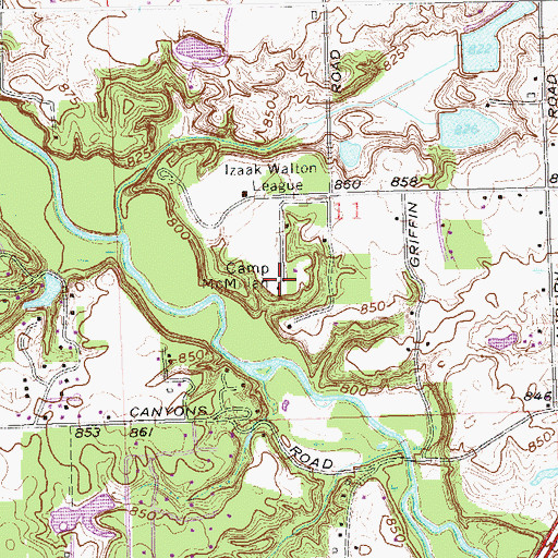 Topographic Map of Camp McMillan, IN