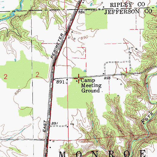 Topographic Map of Camp Meeting Ground, IN
