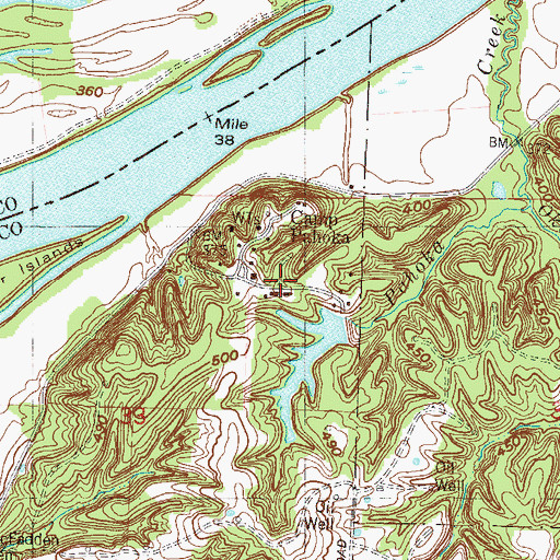 Topographic Map of Camp Pahoka, IN