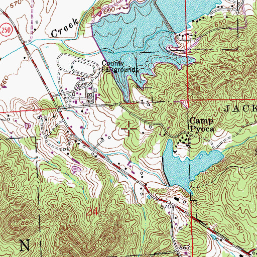 Topographic Map of Camp Pyoca, IN