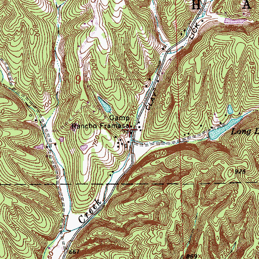 Topographic Map of Camp Rancho Framasa, IN