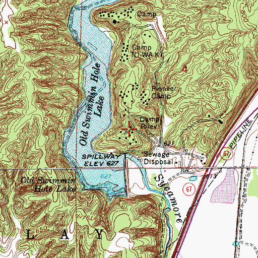 Topographic Map of Camp Riley, IN