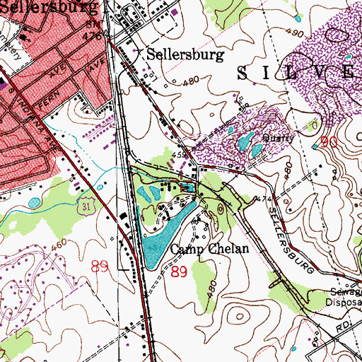 Topographic Map of Camp Run, IN