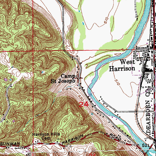 Topographic Map of Camp Saint Joseph, IN