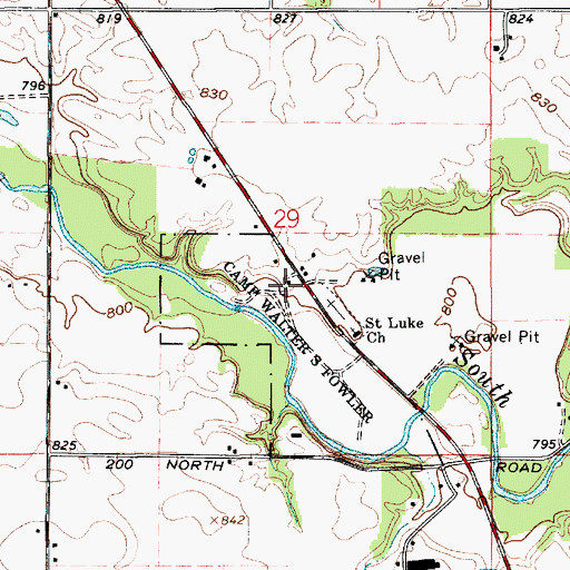 Topographic Map of Camp Walter S Fowler, IN