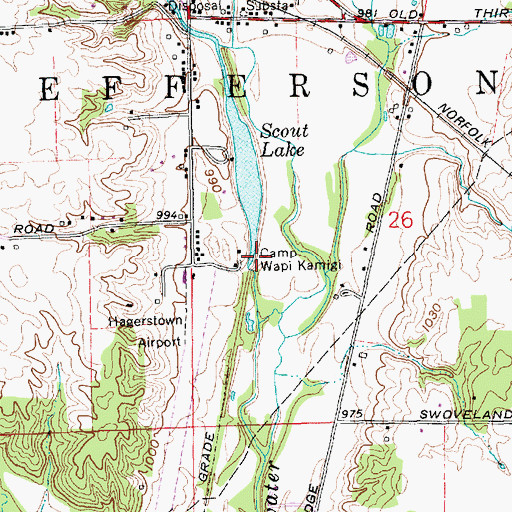 Topographic Map of Camp Wapi Kamigi, IN