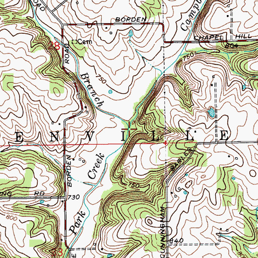 Topographic Map of Campbell Branch, IN