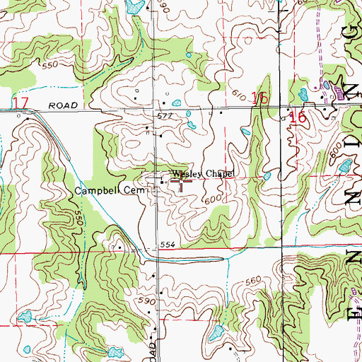 Topographic Map of Campbell Cemetery, IN