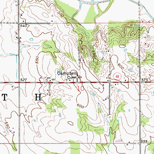 Topographic Map of Campbell Cemetery, IN